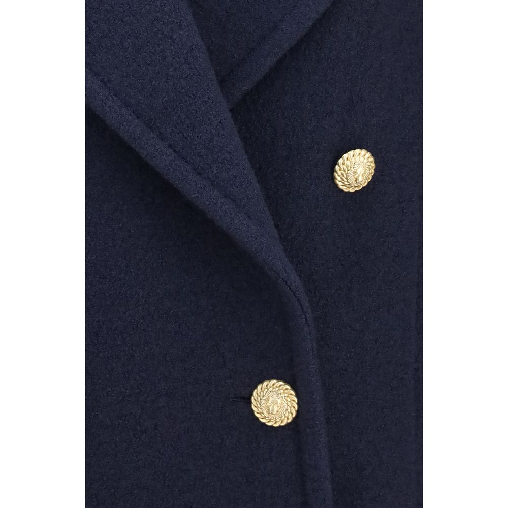 Balmain Blauer Wollmantel Oves Aries