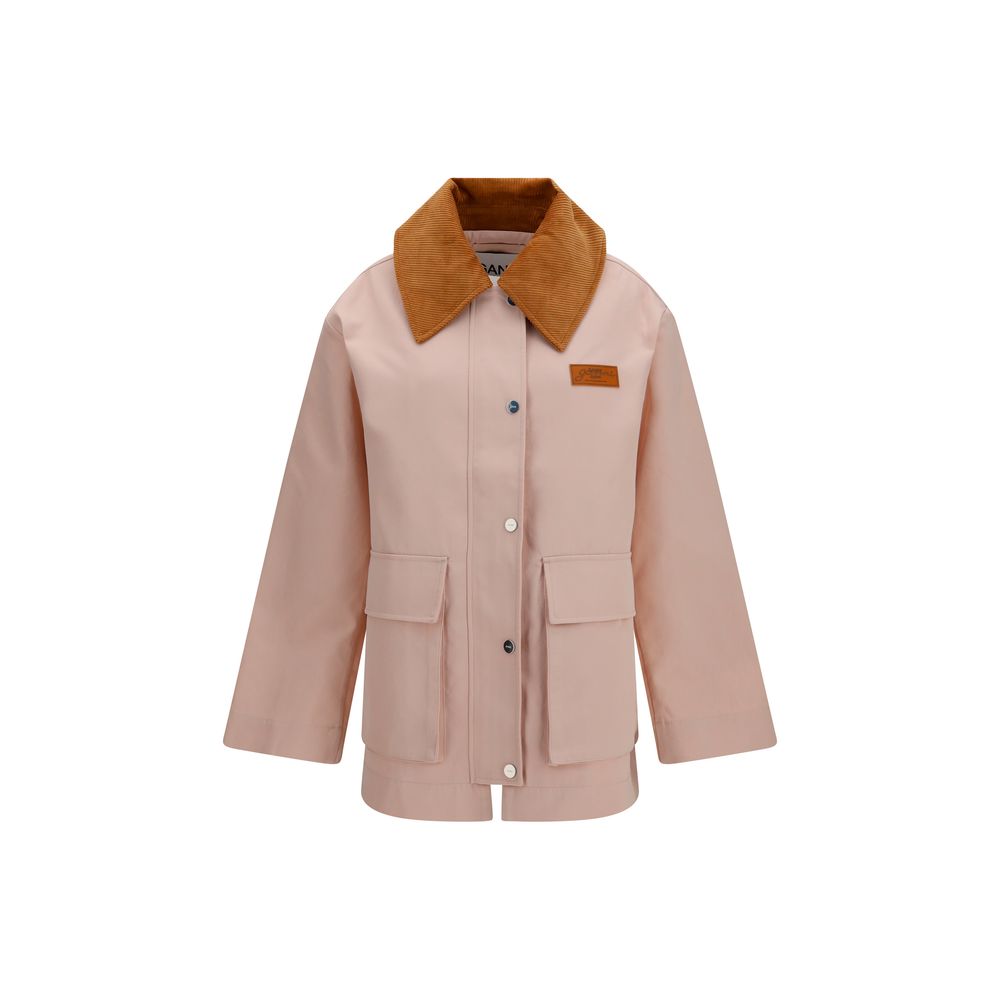 Ganni Mehrfarbige Polyester-Jacke in voller Länge