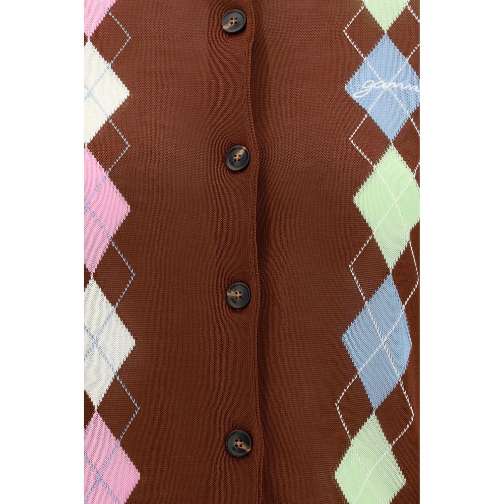 Ganni Brauner Baumwollcardigan