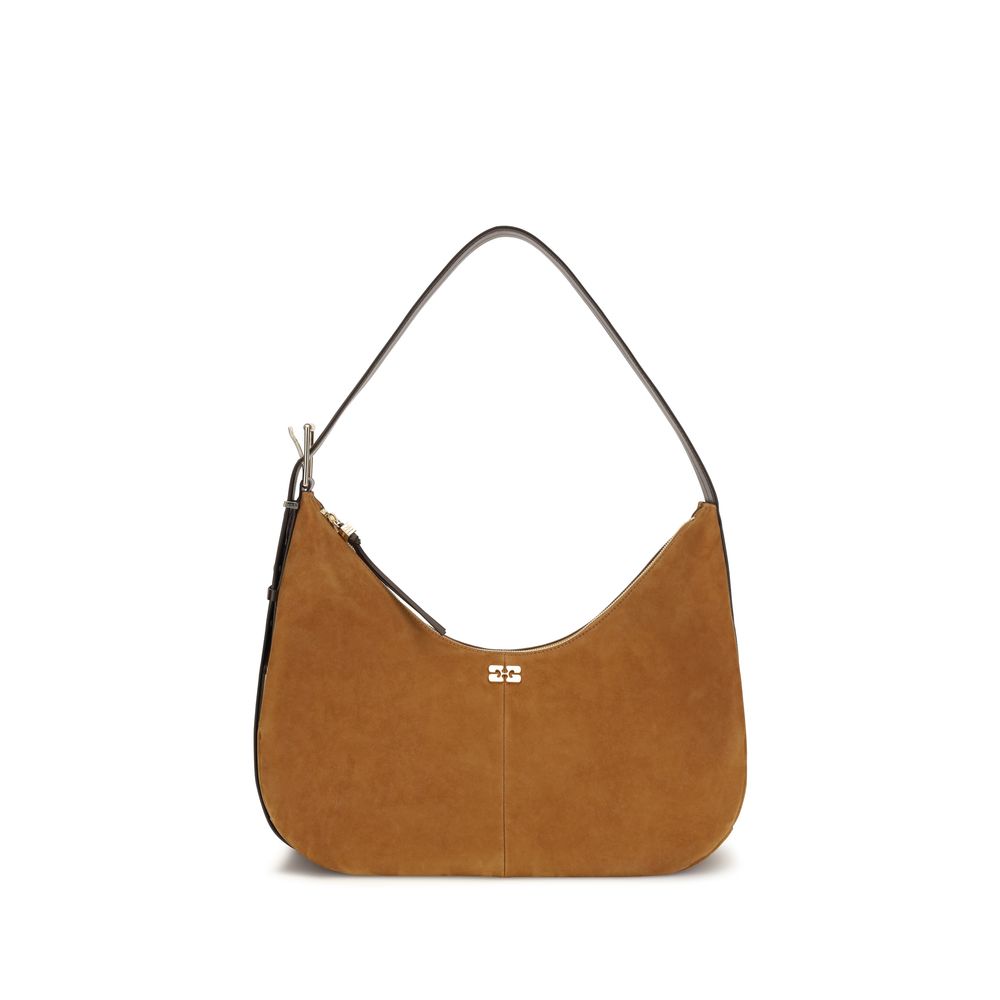 Ganni Braune Schultertasche aus recyceltem Polyester