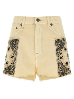 R13 Beige Cotton Bermuda Shorts