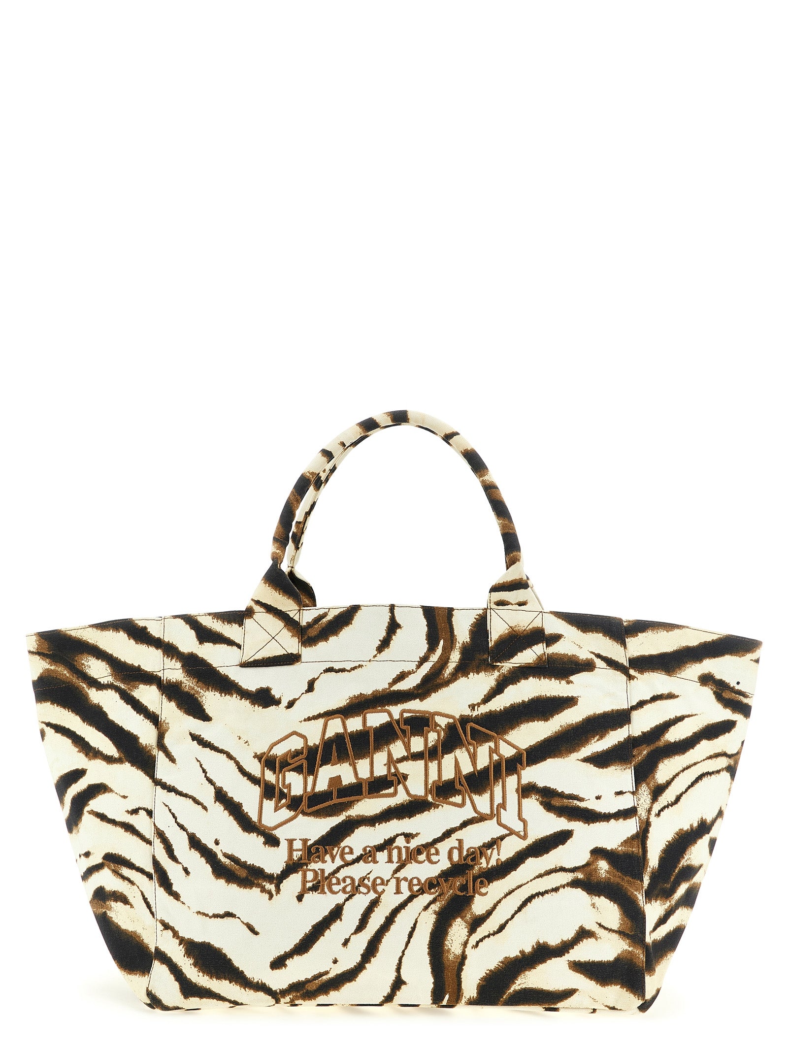 Ganni Beige Shopper aus recycelter Baumwolle