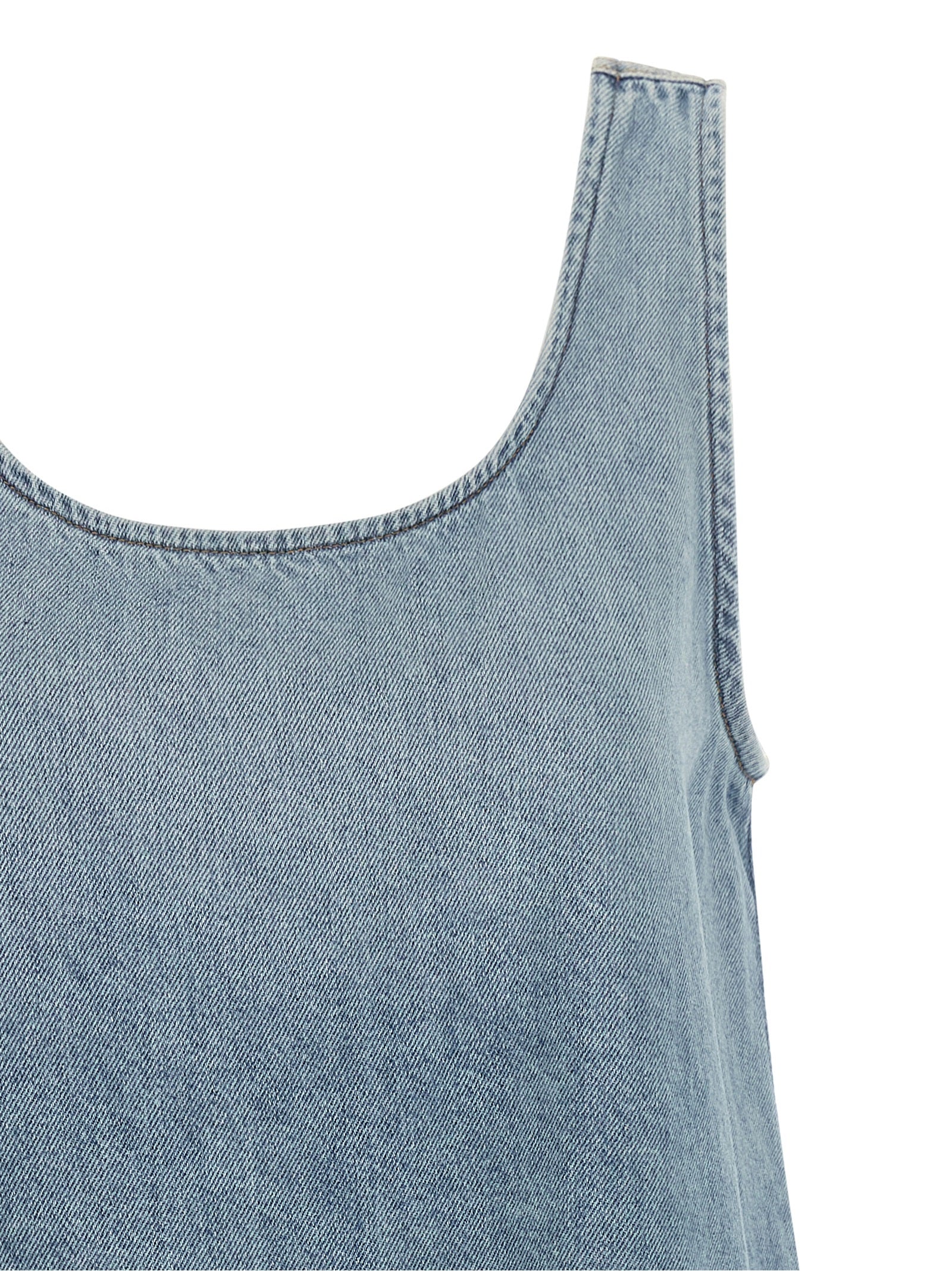 Ganni Kurzes Kleid aus Bio-Baumwolle in Blau
