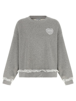 Ganni Grauer Bio-Baumwoll-Sweatshirt