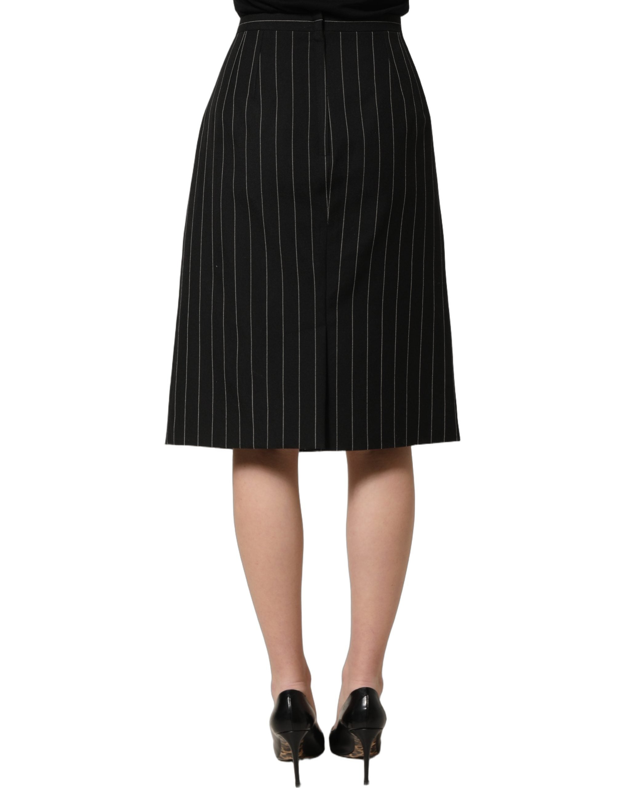 Dolce & Gabbana Bleistiftrock mit Nadelstreifen und hohem Bund in Schwarz