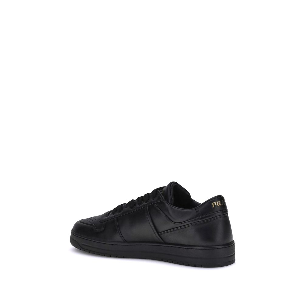 Prada Schwarze Bos Taurus Kalbsleder Low-Top-Sneaker