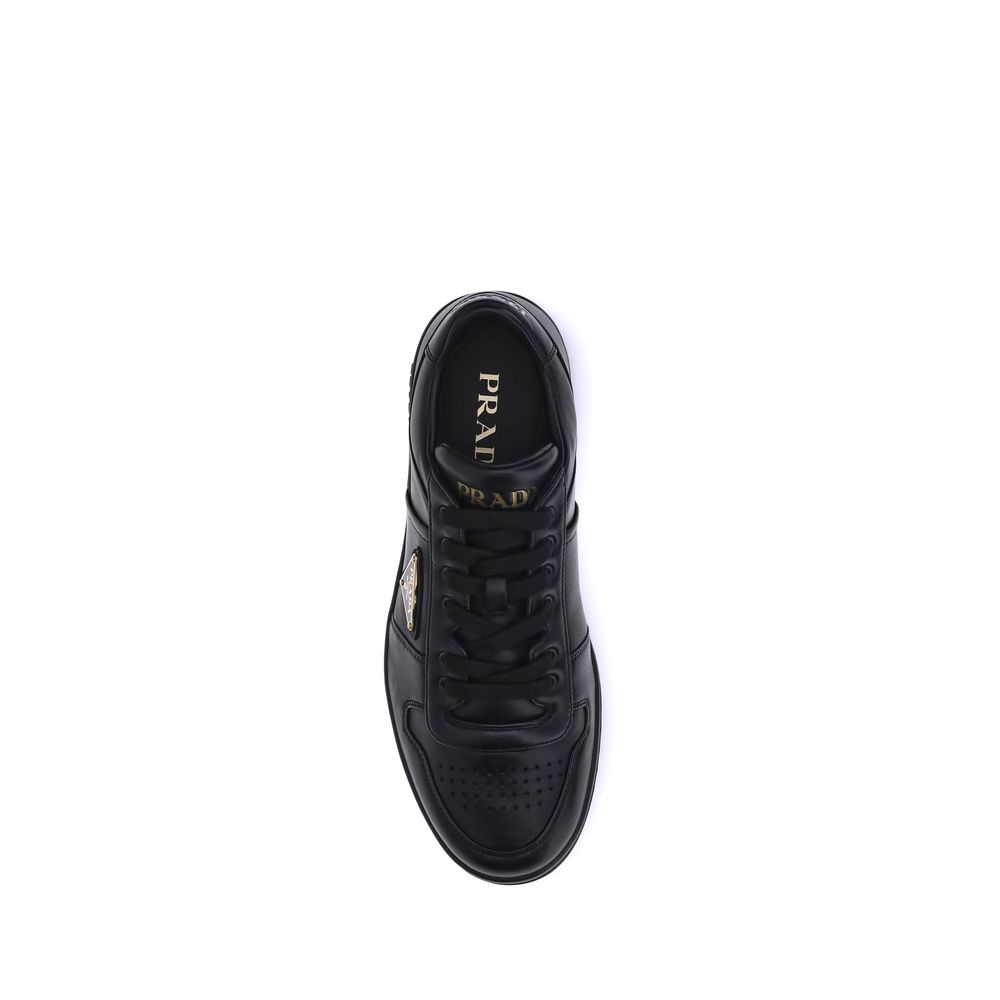 Prada Schwarze Bos Taurus Kalbsleder Low-Top-Sneaker