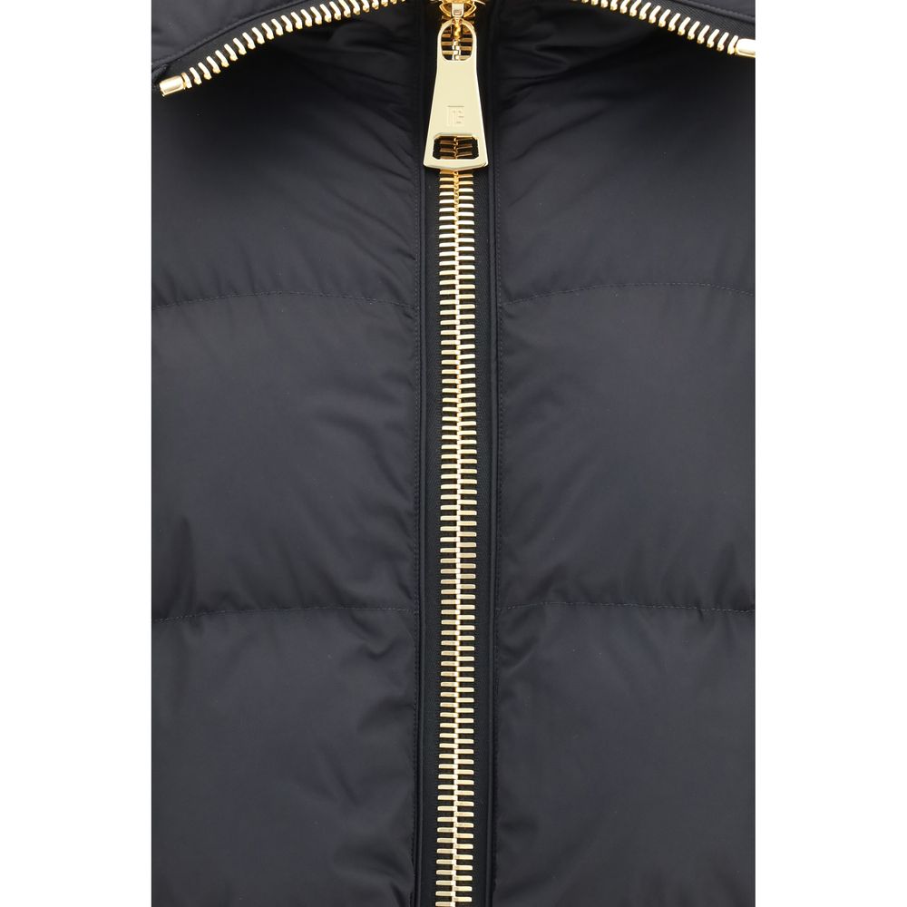 Balmain Schwarze Viskose-Jacke in voller Länge