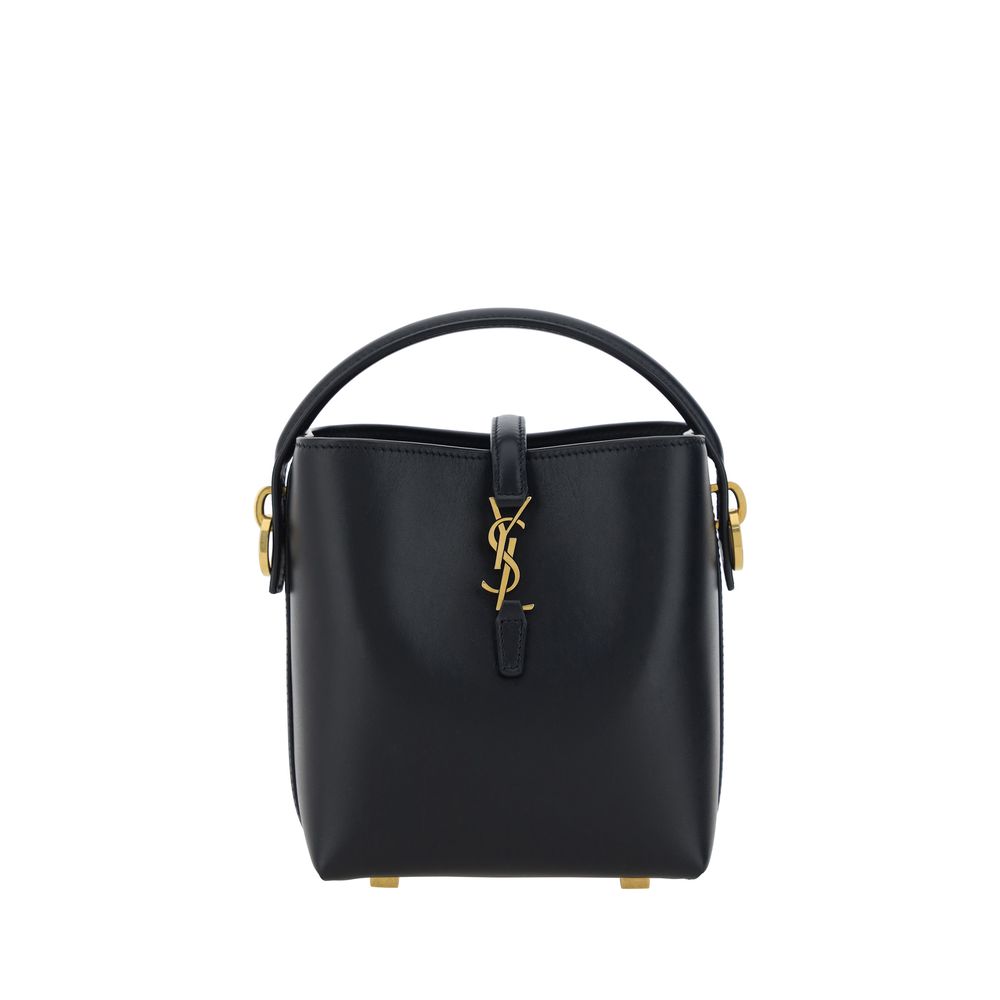 Saint Laurent Schwarze Bos Taurus Kalbsleder Schultertasche