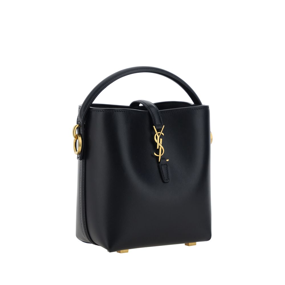 Saint Laurent Schwarze Bos Taurus Kalbsleder Schultertasche