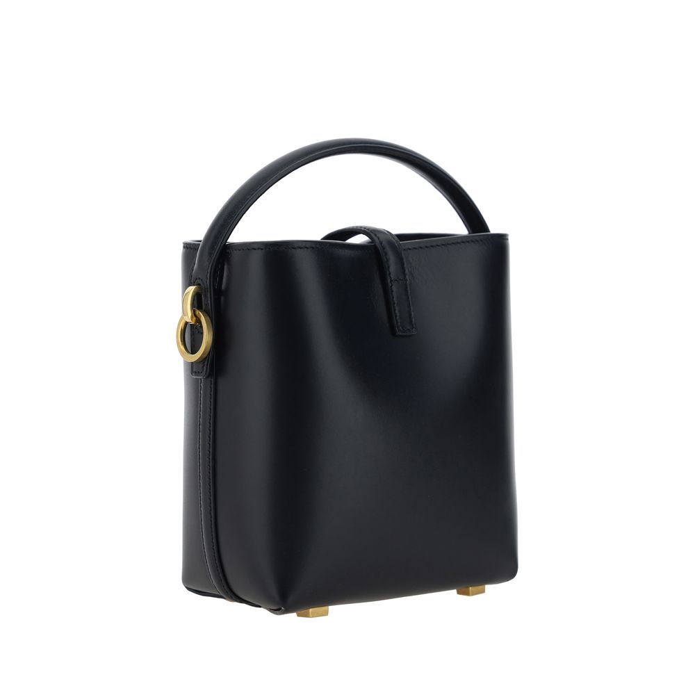 Saint Laurent Schwarze Bos Taurus Kalbsleder Schultertasche