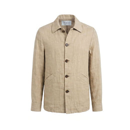 Malo Beige Leinen Herrenjacke