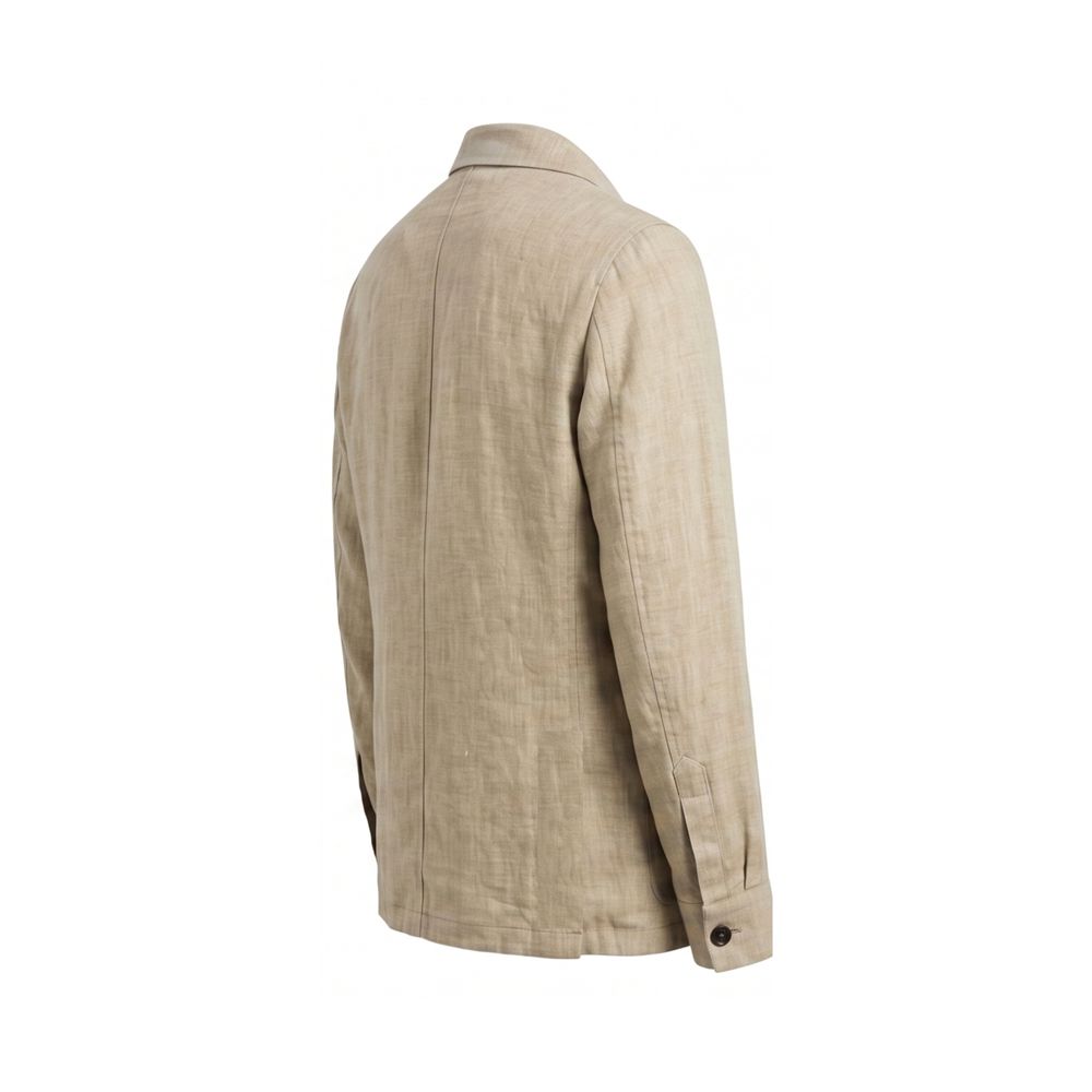 Malo Beige Leinen Herrenjacke