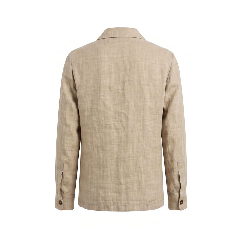 Malo Beige Leinen Herrenjacke