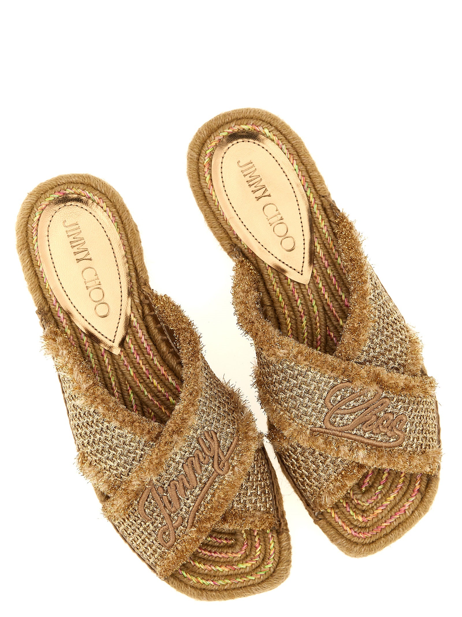 Jimmy Choo Goldene Textil-Slipper