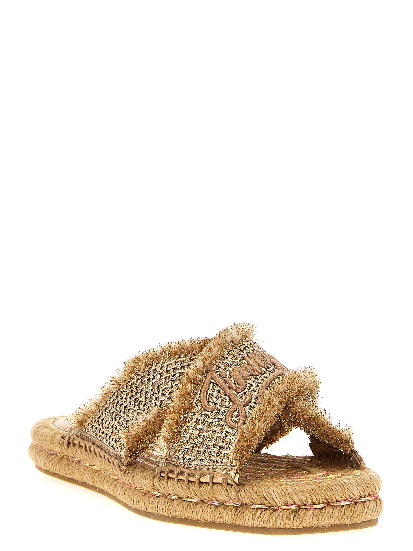 Jimmy Choo Goldene Textil-Slipper