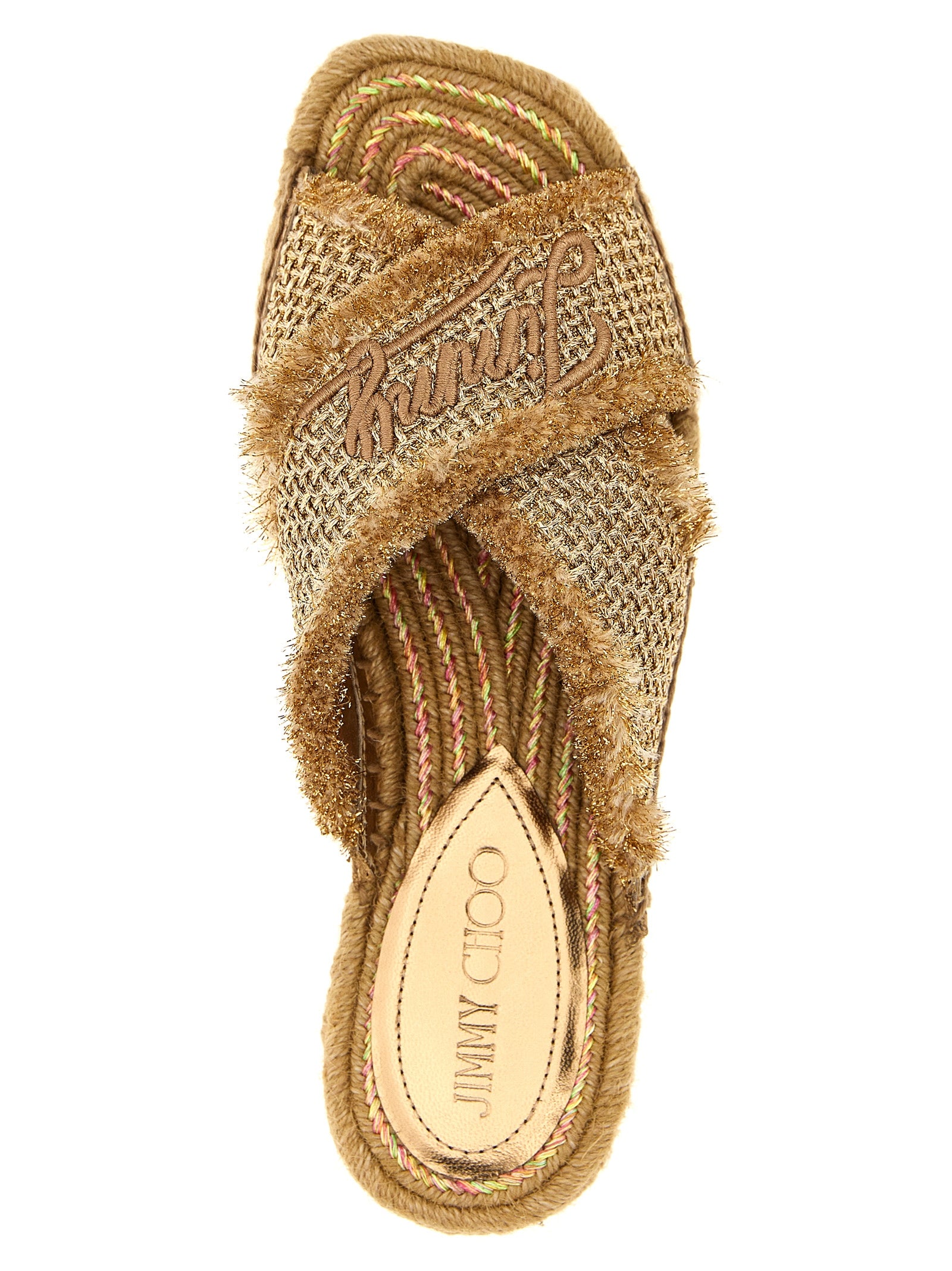 Jimmy Choo Goldene Textil-Slipper