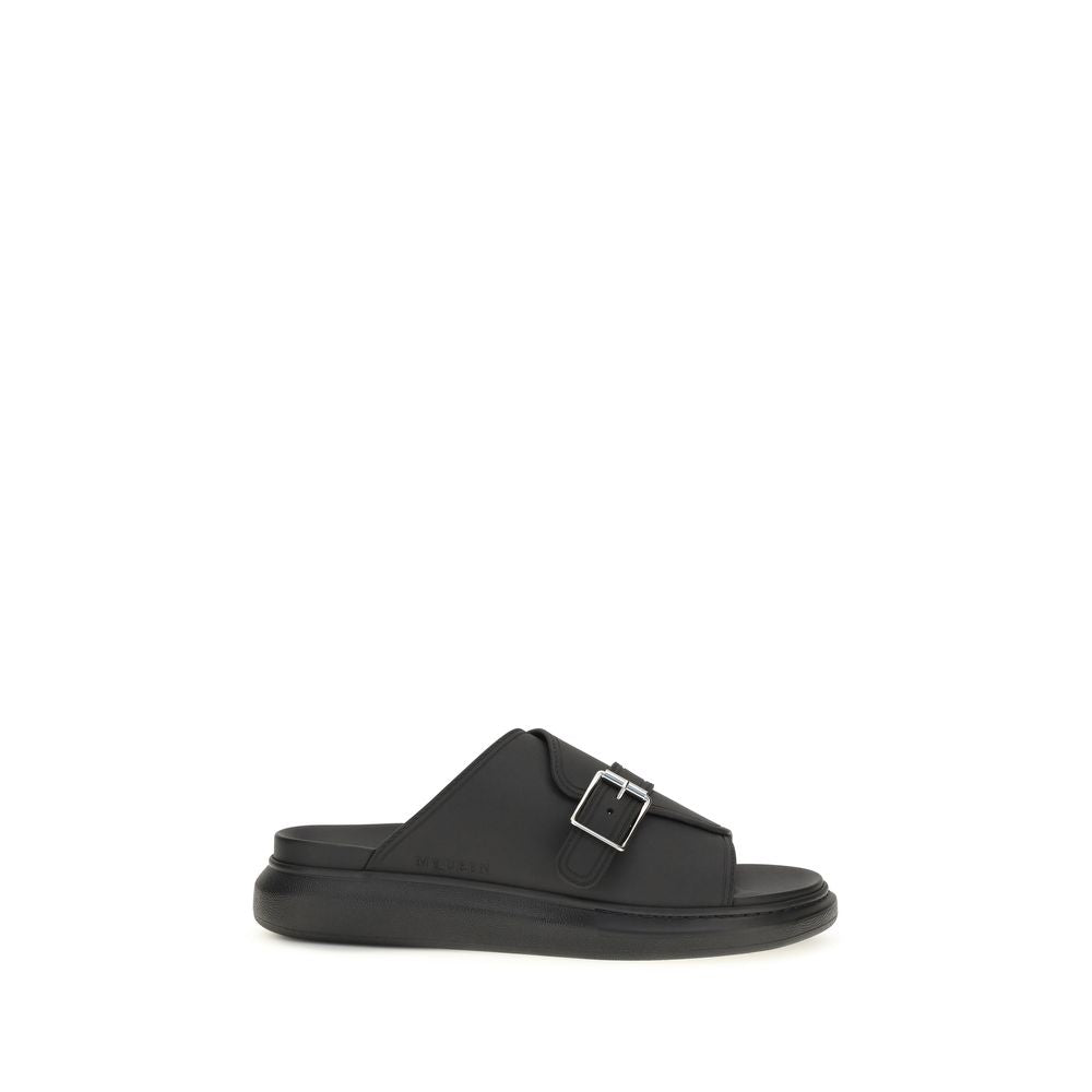 Alexander McQueen Schwarze Bos Taurus Kalbsleder Plateau-Sandalen