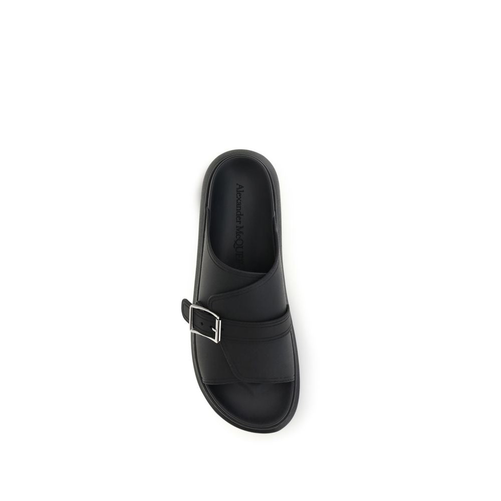 Alexander McQueen Schwarze Bos Taurus Kalbsleder Plateau-Sandalen