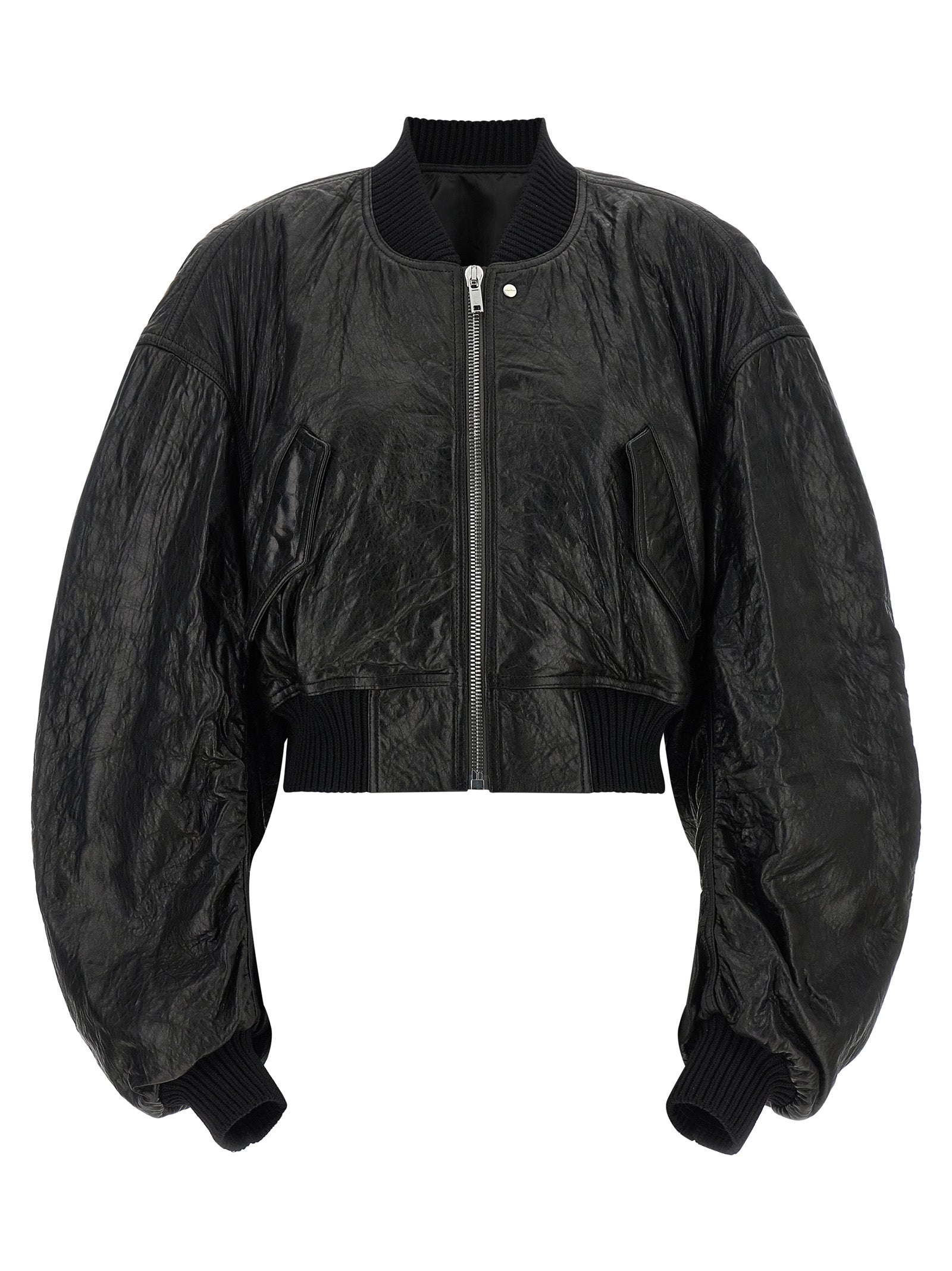 Rick Owens Schwarze Lammlederjacke
