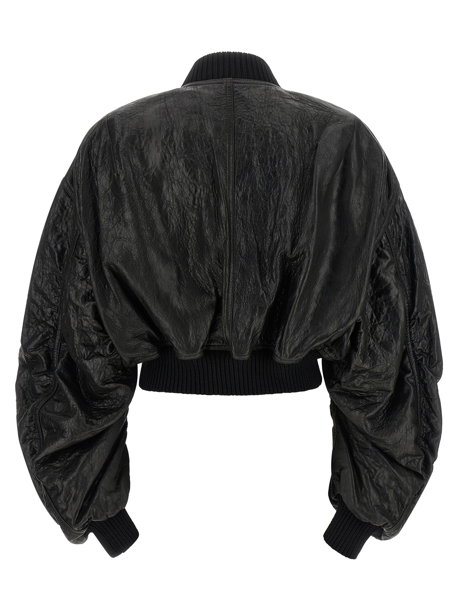 Rick Owens Schwarze Lammlederjacke