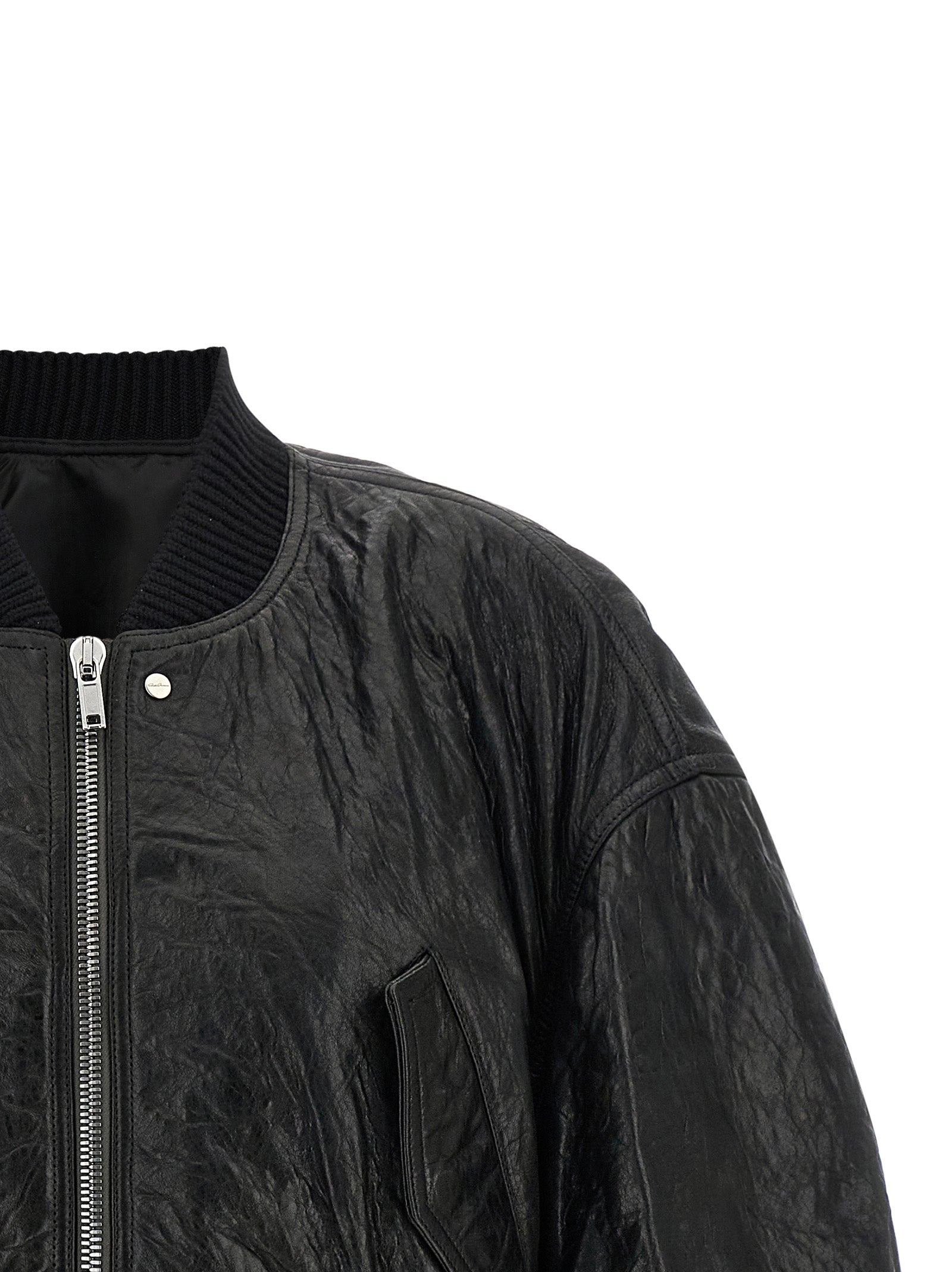 Rick Owens Schwarze Lammlederjacke