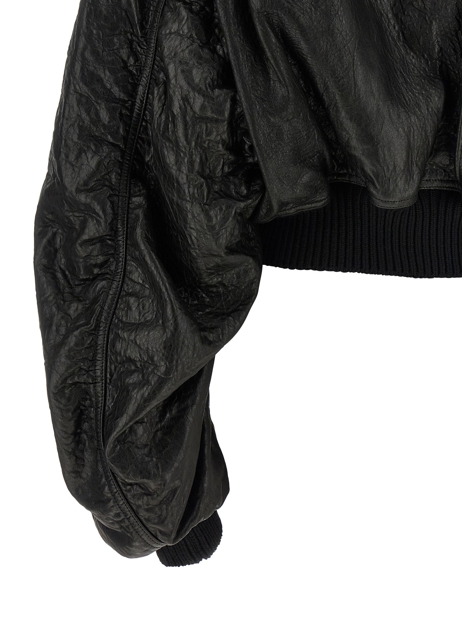 Rick Owens Schwarze Lammlederjacke