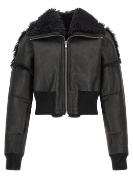 Rick Owens Schwarze Lammfell-Lederjacke