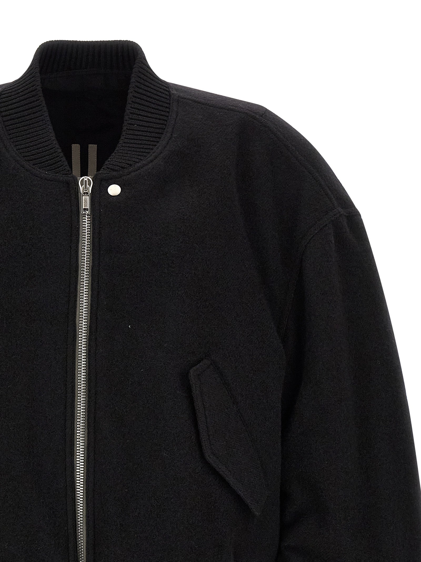 Rick Owens Schwarzer Bomber aus reiner Schurwolle