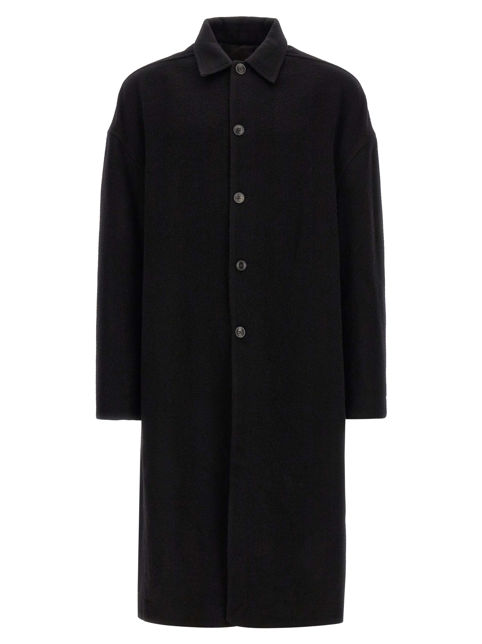 Rick Owens Schwarzer Wollmantel aus reiner Schurwolle