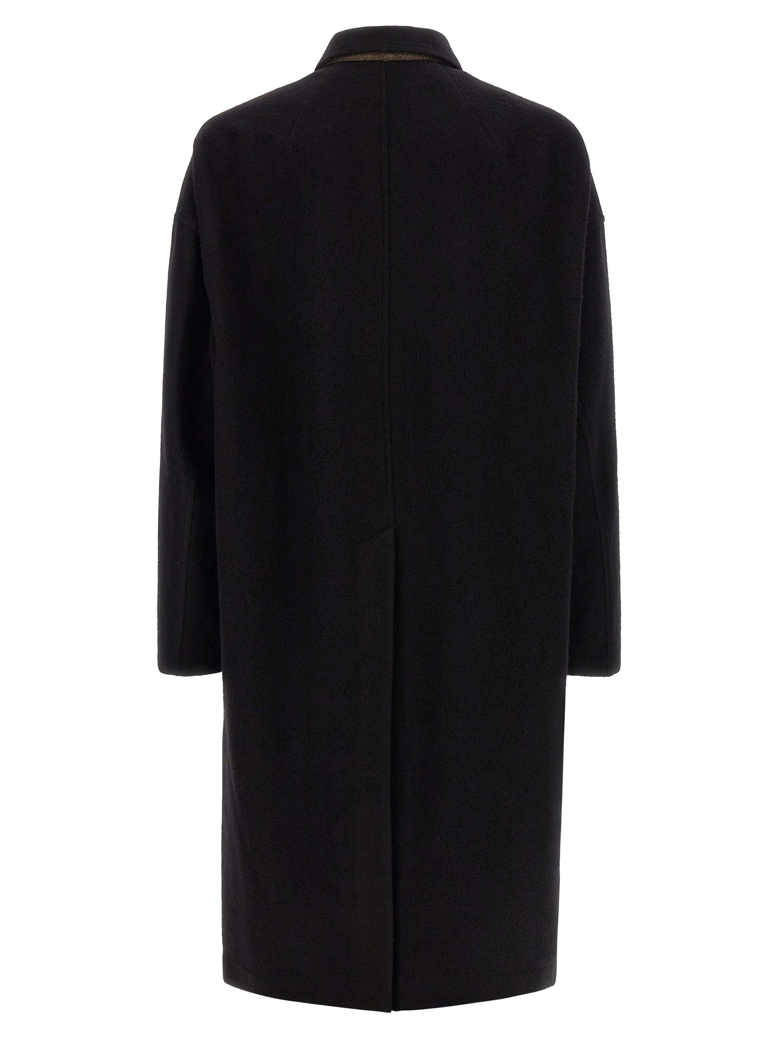 Rick Owens Schwarzer Wollmantel aus reiner Schurwolle