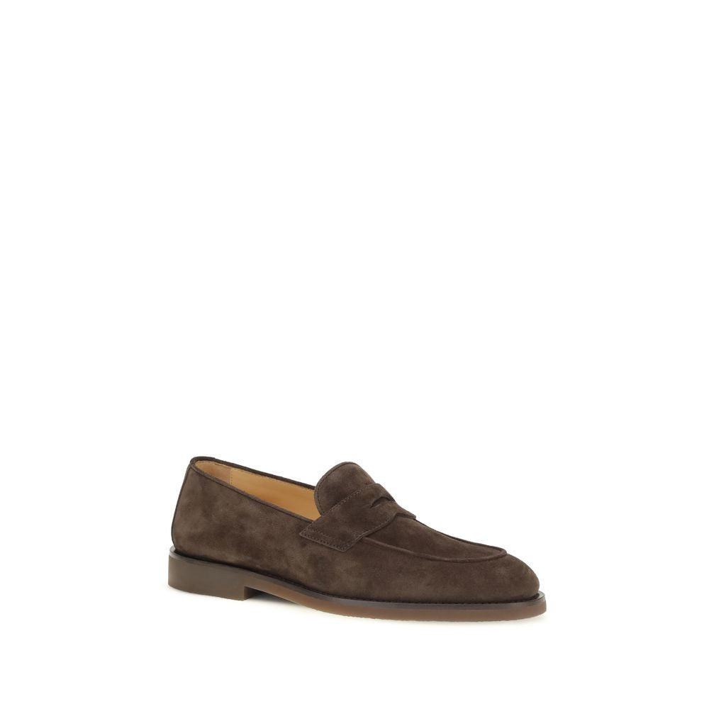 Brunello Cucinelli Braune Kalbsleder Bos Taurus Loafer zum Hineinschlüpfen