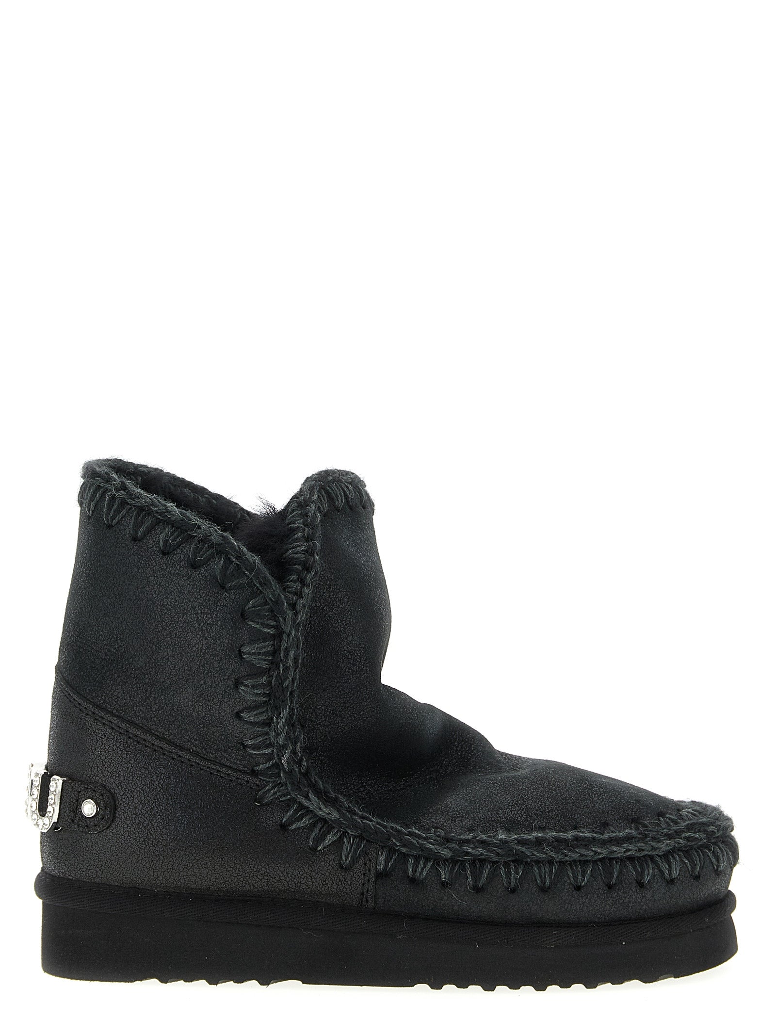 Mou Schwarze Stiefeletten aus Lammleder