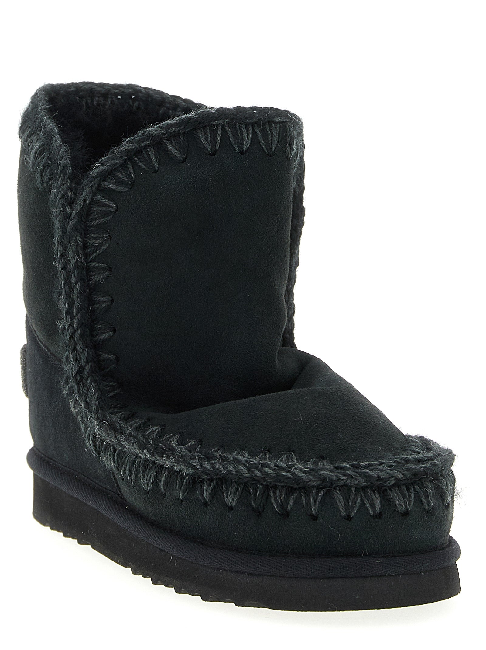 Mou Schwarze Lammleder-Stiefeletten