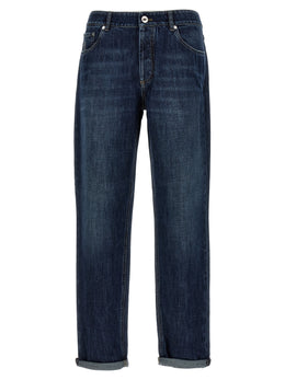 Brunello Cucinelli Blaue Jeans aus Baumwolle im geraden Schnitt