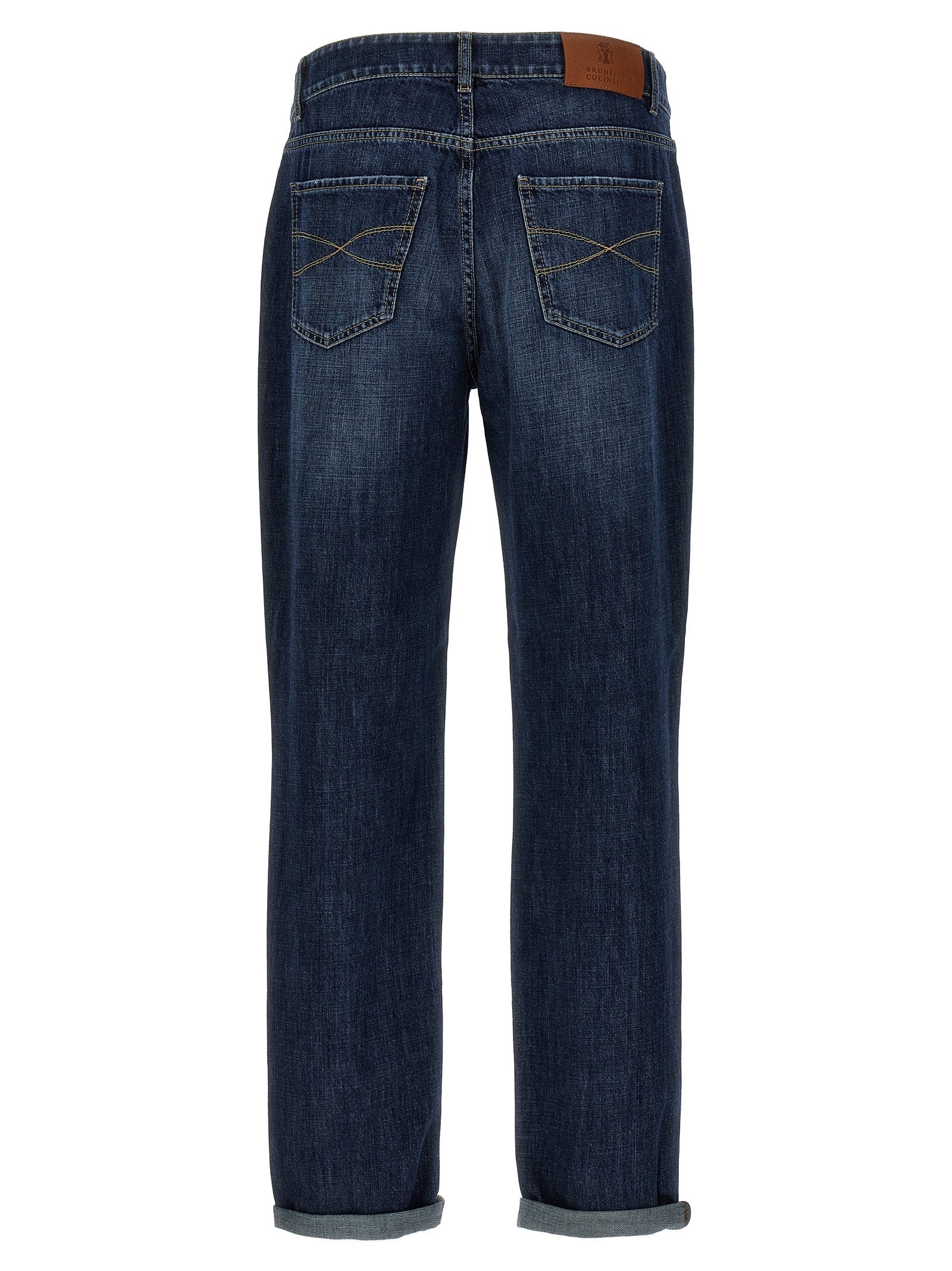 Brunello Cucinelli Blaue Jeans aus Baumwolle im geraden Schnitt