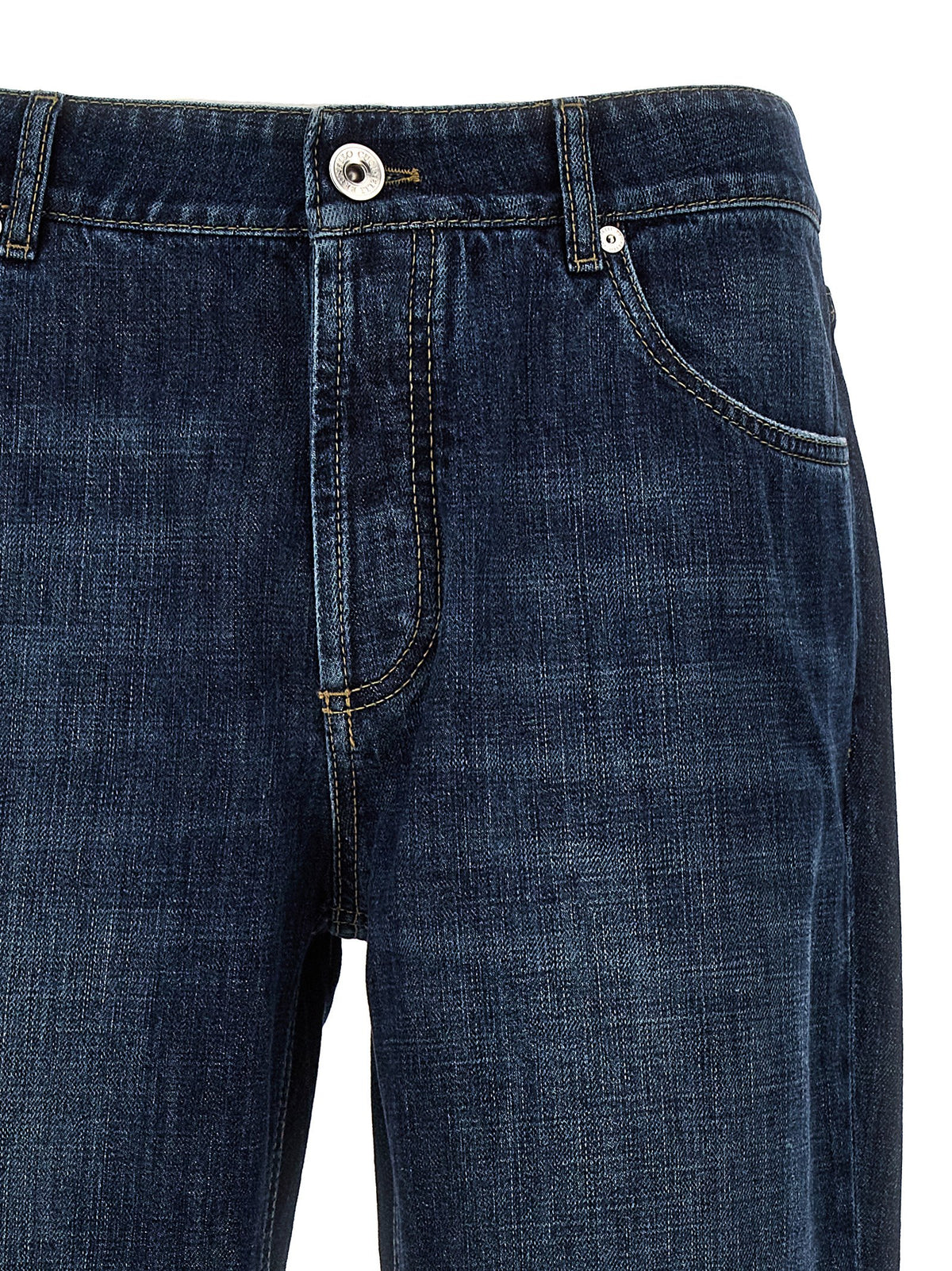 Brunello Cucinelli Blaue Jeans aus Baumwolle im geraden Schnitt