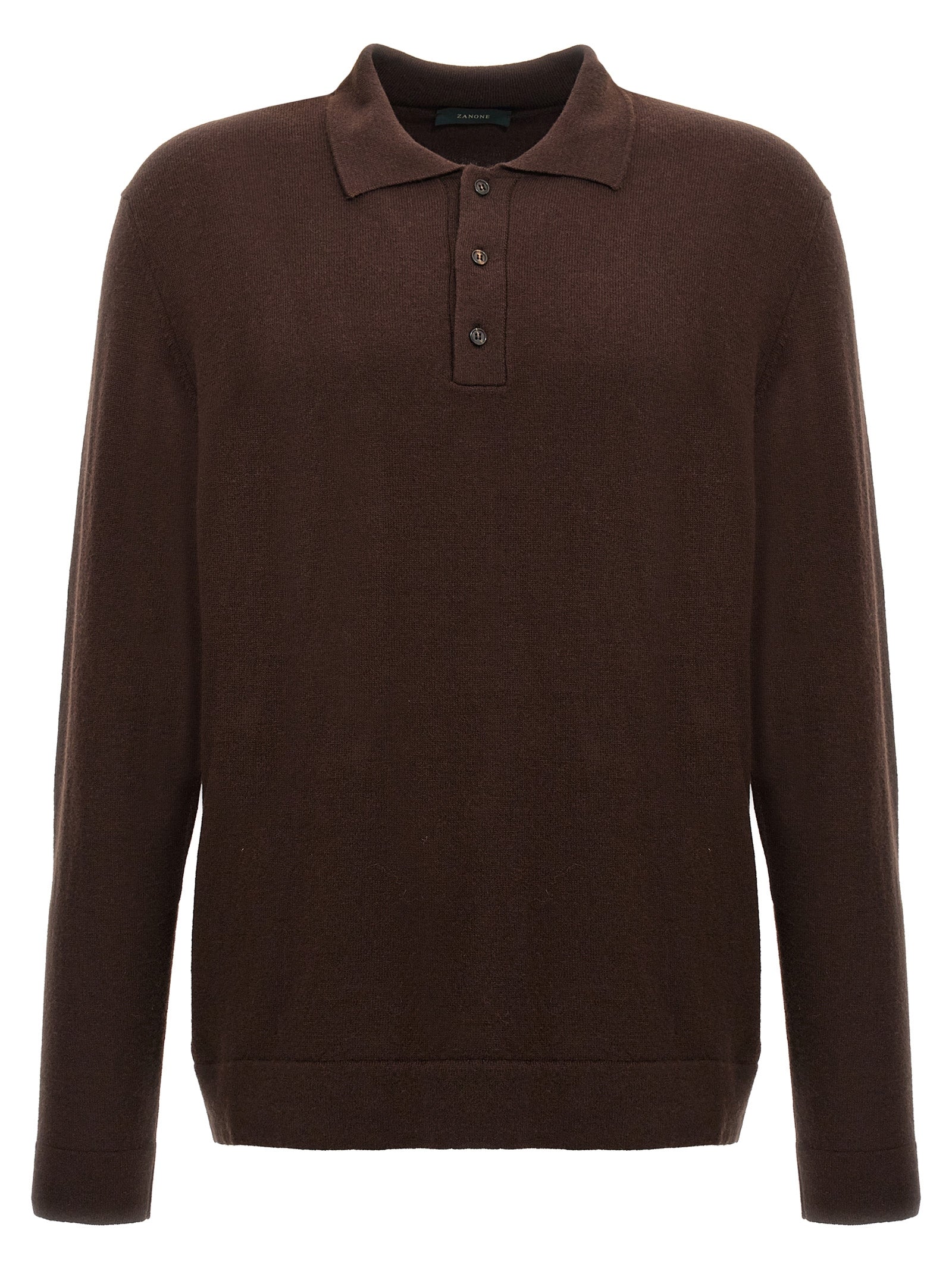 ZANONE Braunes Poloshirt aus reiner Schurwolle