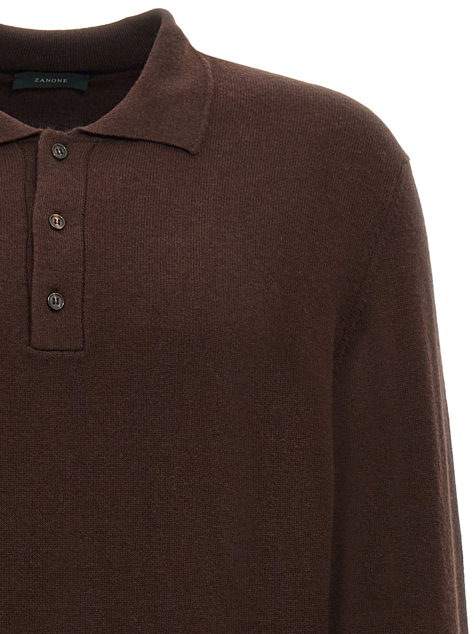 ZANONE Braunes Poloshirt aus reiner Schurwolle