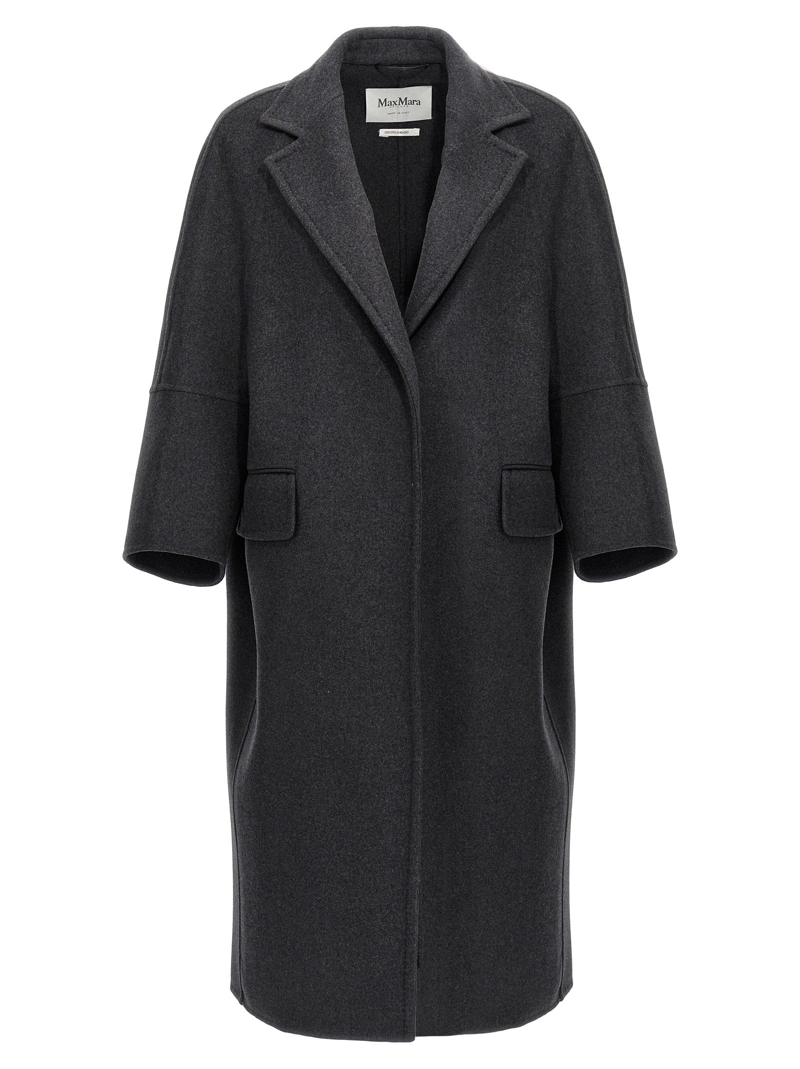 Max Mara Grauer Wollmantel aus reiner Schurwolle