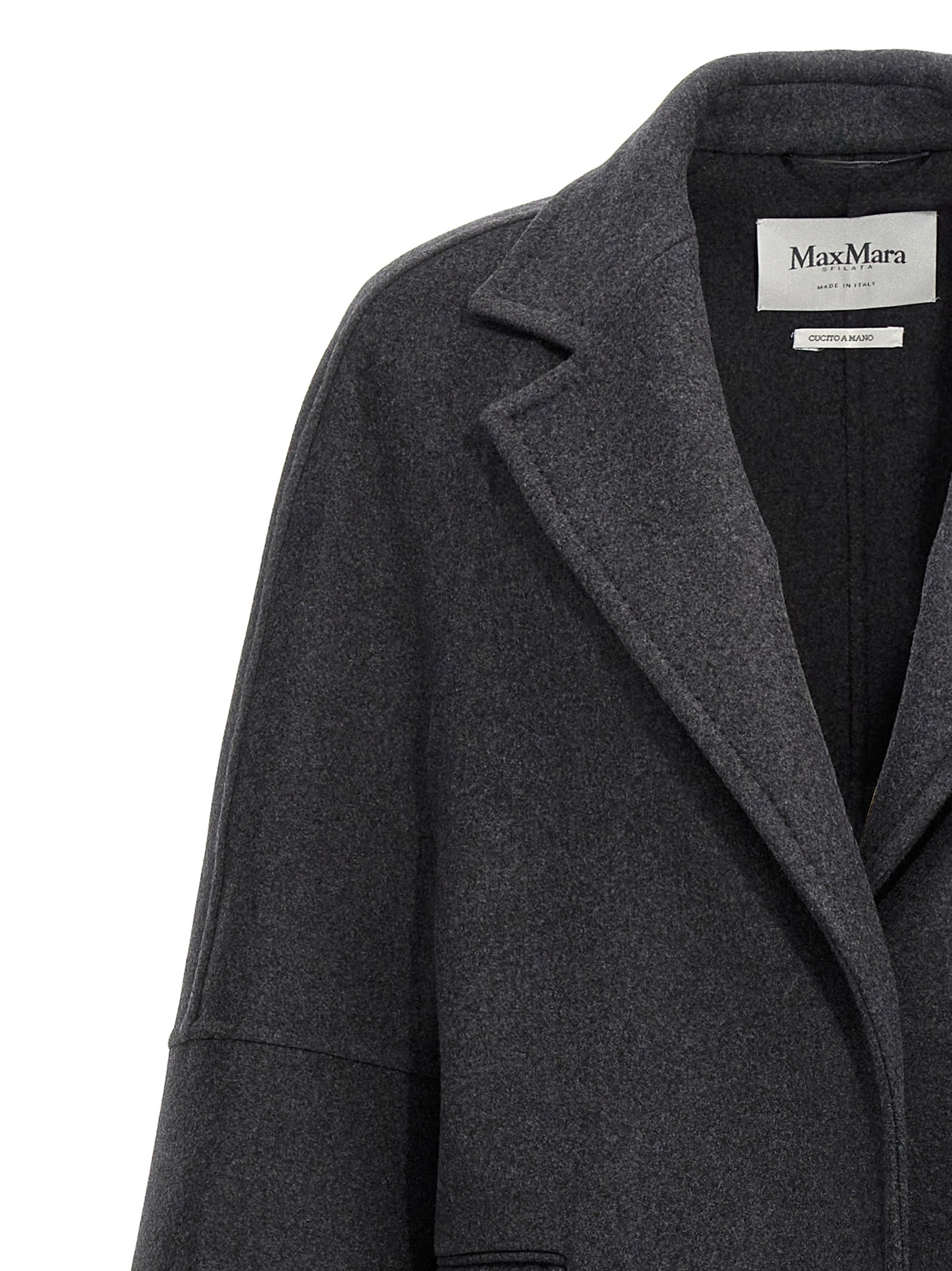 Max Mara Grauer Wollmantel aus reiner Schurwolle