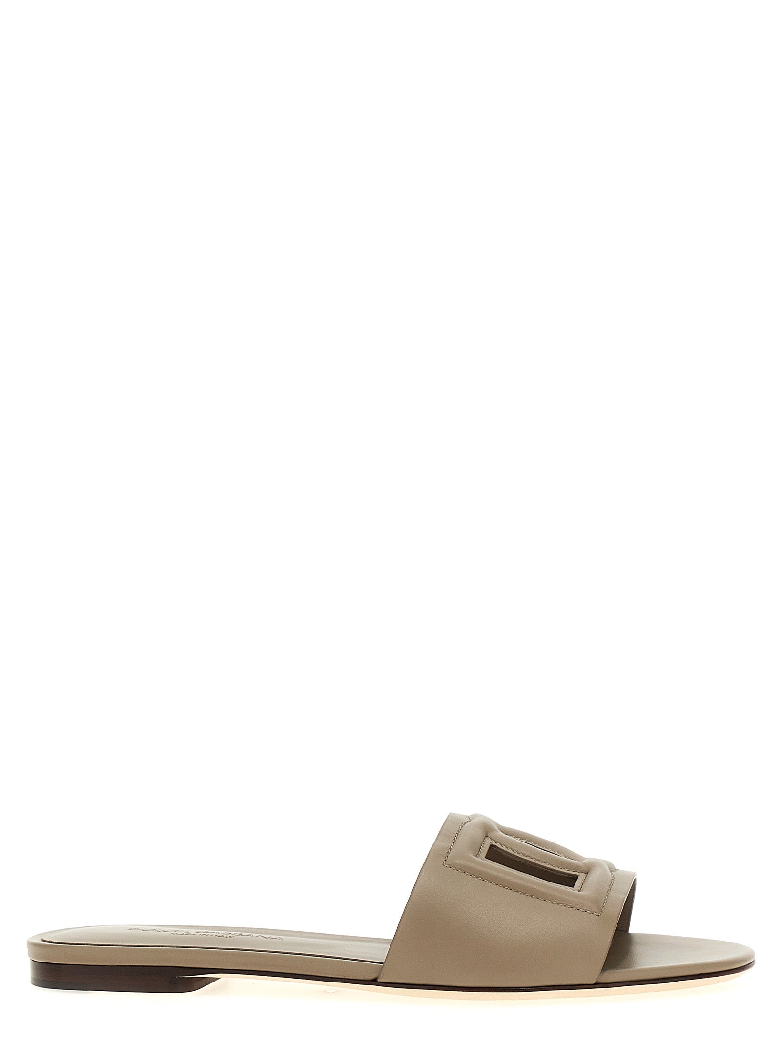 Dolce & Gabbana Graue Kalbsleder-Slipper