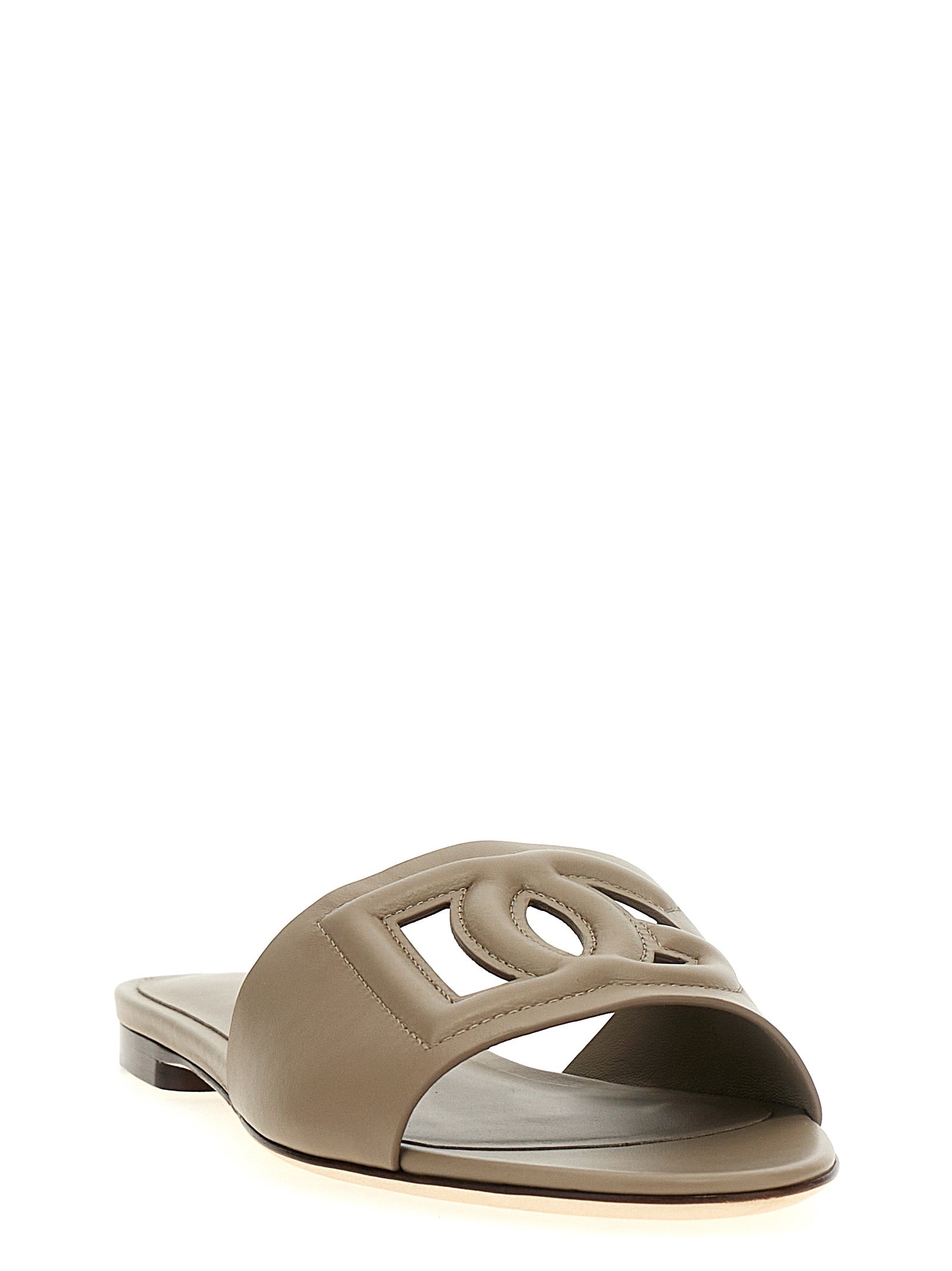 Dolce & Gabbana Graue Kalbsleder-Slipper