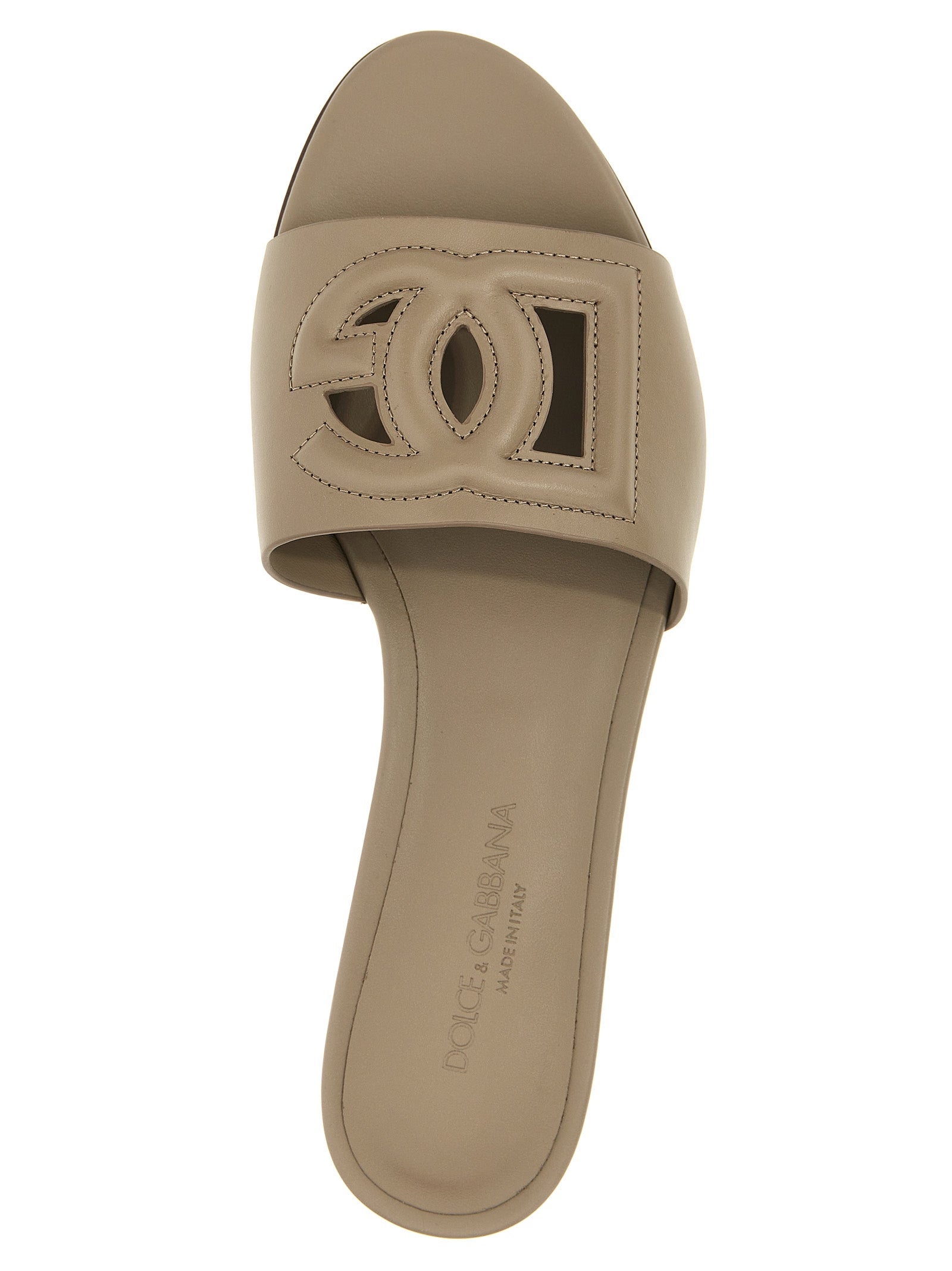 Dolce & Gabbana Graue Kalbsleder-Slipper