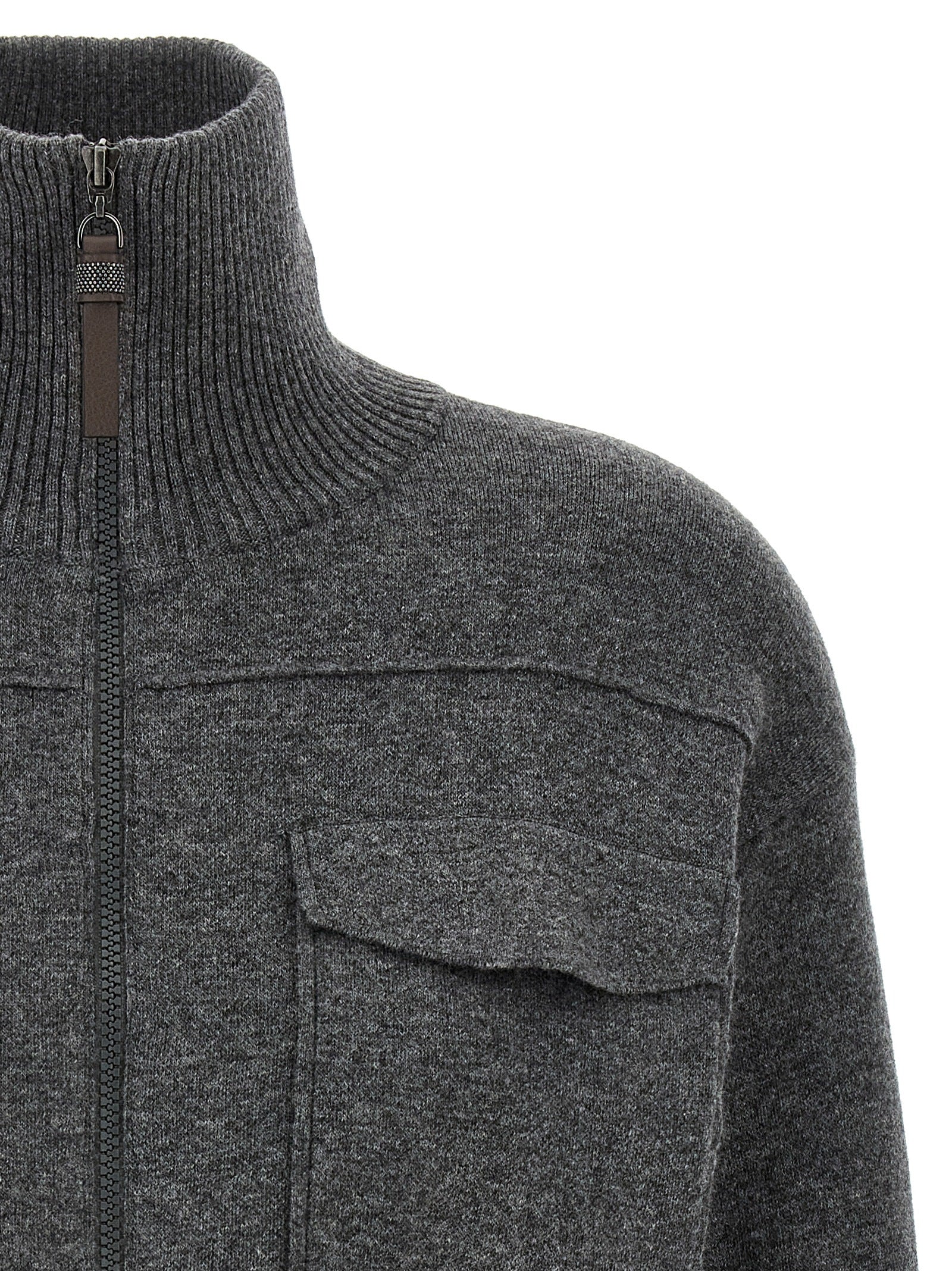 Brunello Cucinelli Grauer Kaschmir-Strickjacke