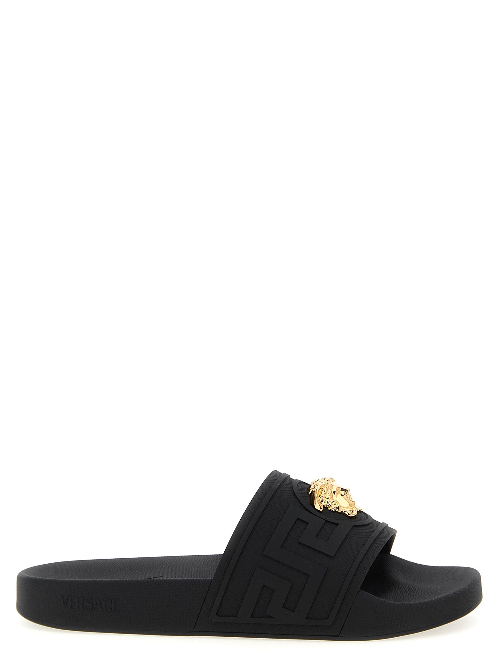 Versace Schwarze Glas-Slipper
