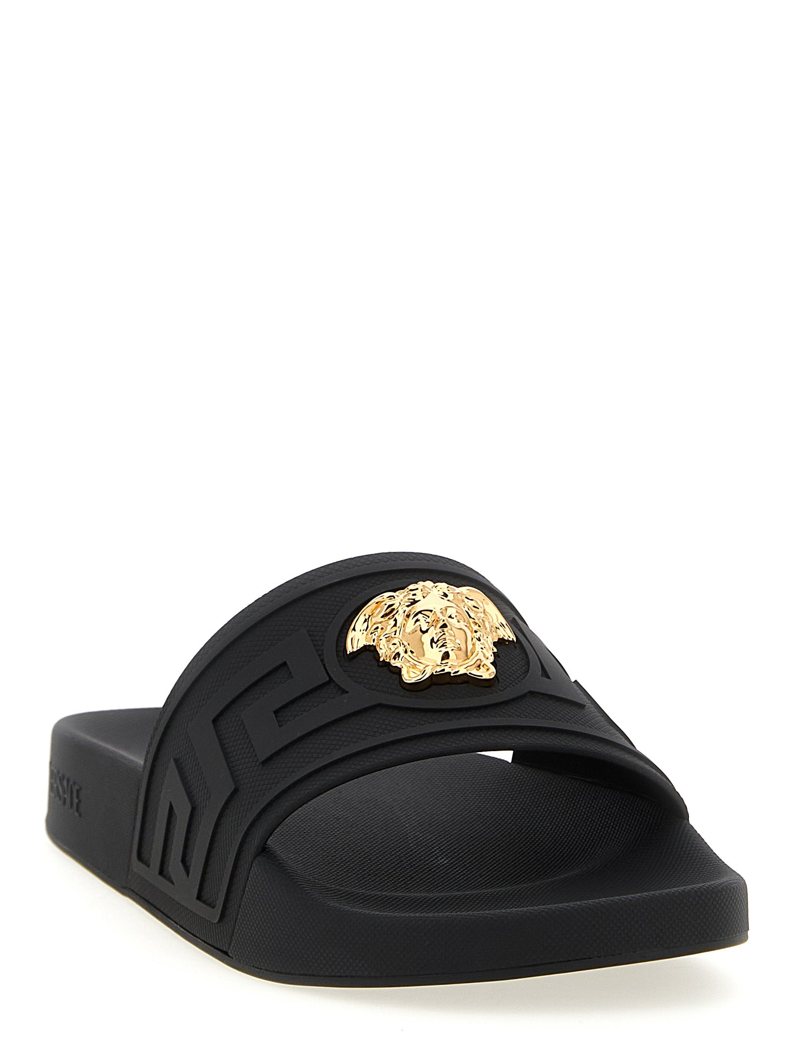 Versace Schwarze Glas-Slipper