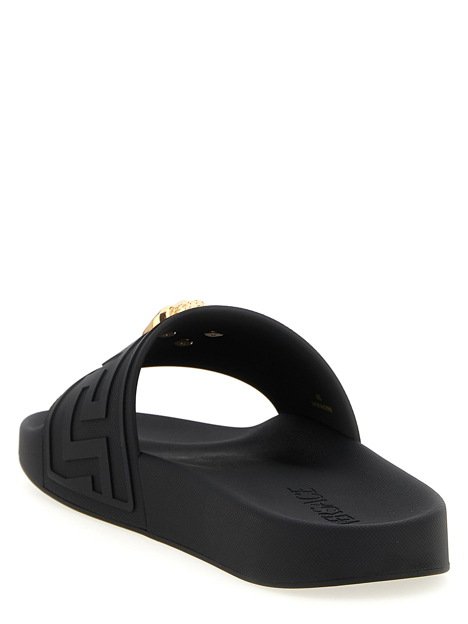 Versace Schwarze Glas-Slipper