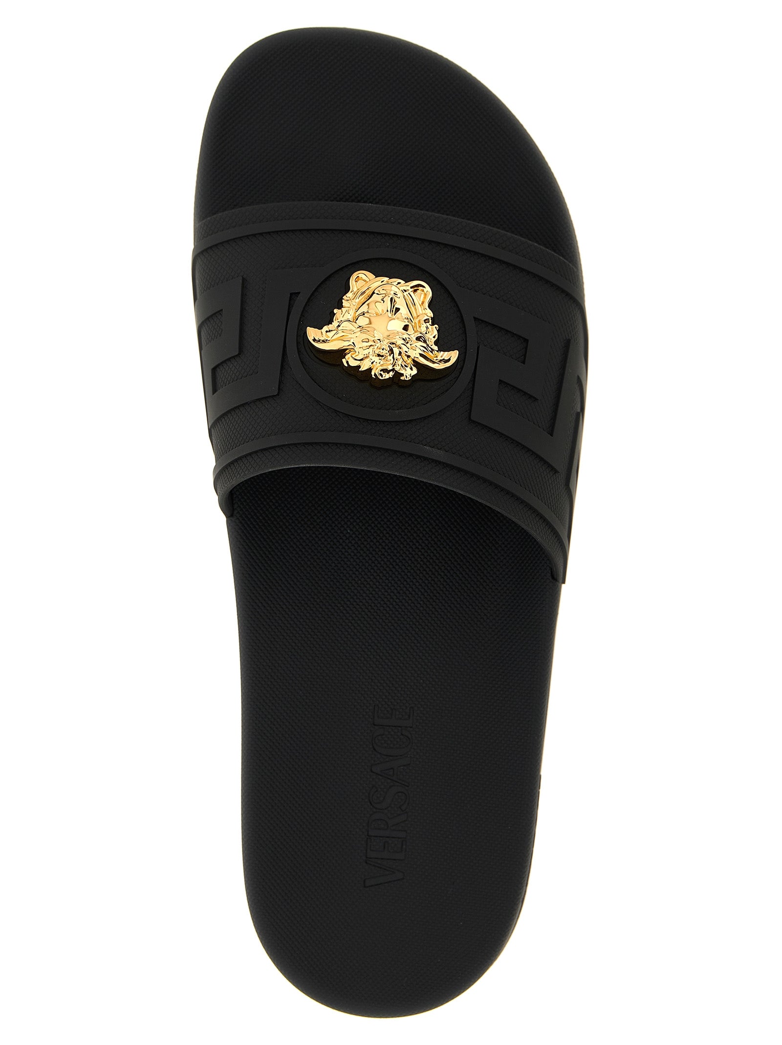 Versace Schwarze Glas-Slipper