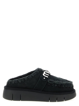 Mou Schwarze Lammleder-Clogs